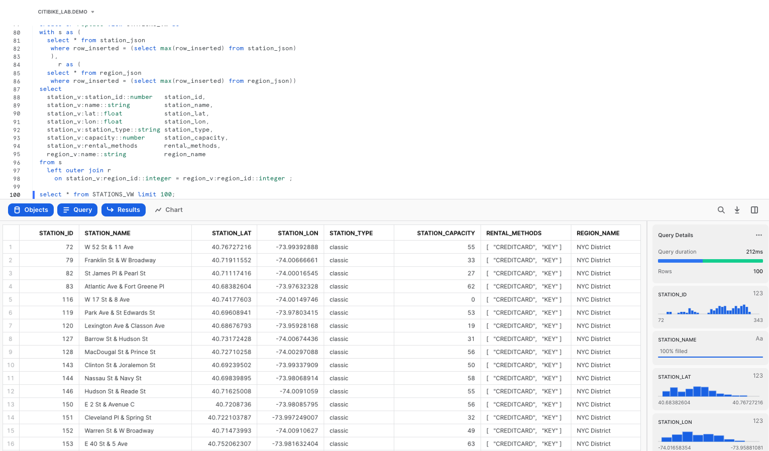 Preview flattened JSON data